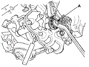 11. Loosen the lower oil pump chain auto-tensioner bolt