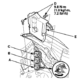 10. Disconnect ECM/PCM connectors A, B, and C, then