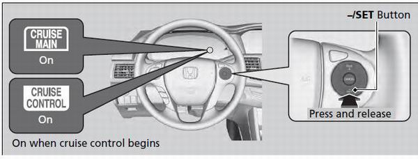 Take your foot off the pedal and press the –/SET button when you reach