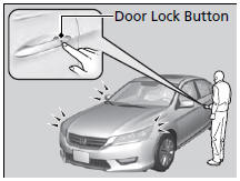 Press the door lock button on the front door.