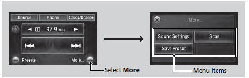 Select More to display the menu items.