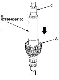 6. Install the 3rd/4th synchro sleeve (A) by aligning the