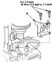 5. Install the reverse idler gear (A) and the reverse idler