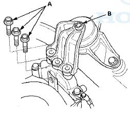 21. Remove the three upper transmission mount bracket
