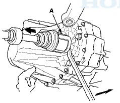39. Drive the inboard joint (A) of the right driveshaft off of