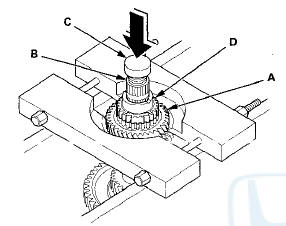2. Remove the needle bearing, the set ring, the