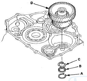 2. Remove the idler gear shaft/idler gear assembly (D)