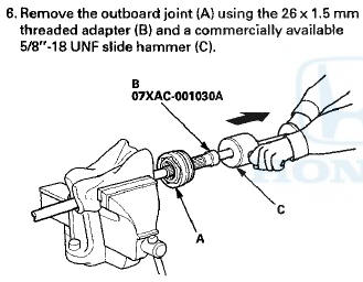 7. Remove the driveshaft from the bench vise.