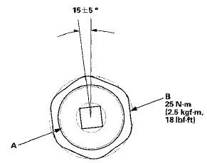5. Retighten the rack guide screw to 3.9 N-m (0.4 kgf-m,