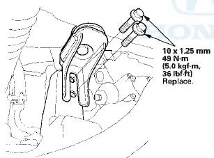 23. Lower the transmission jack supporting the front