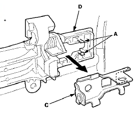9. Driver's door: If the retainer (A) of the lock cylinder