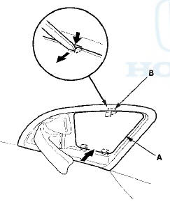 4. Remove the screws securing the inner handle (A).