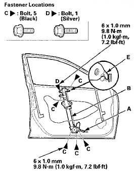 8. Remove the bolts (C), and loosen t h e bolts (D).