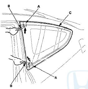 4 Make a hole, with an awl through adhesive from Inside