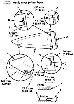 12. Install the quarter glass molding (A).