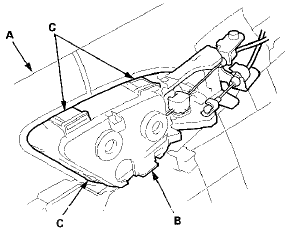 8. Remove the door panel (A) while pulling the inner