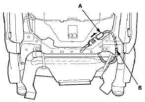7. Remove the nut, then release the bracket (A) of airbag