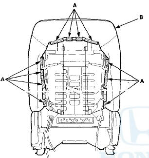 11. Remove the nut, then release the bracket (A) of airbag
