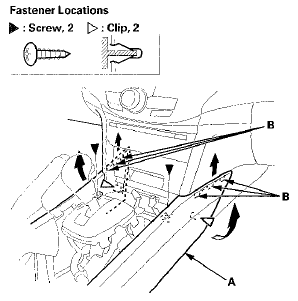 3. Remove the driver's dashboard center lower cover
