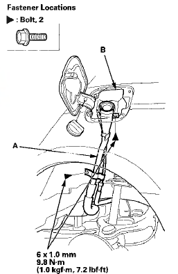 4. Turn the fuel cap adapter (A), then remove it.