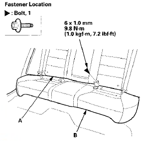 2. Pull up each front edge of the seat cushion (A) to