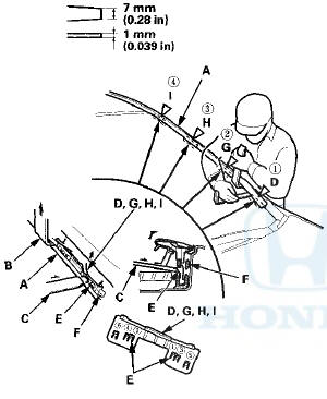 3. Pull up the roof area of the roof molding (A) to release