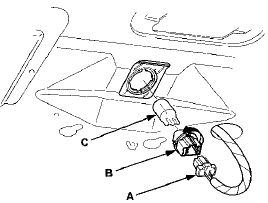 3. Turn the bulb socket (B) 45 В° counterclockwise to