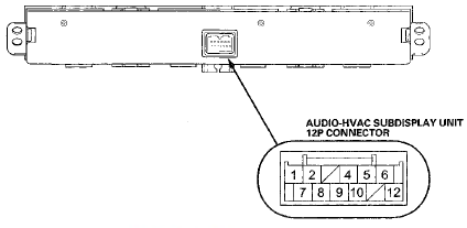 Audio-HVAC Subdisplay Unit 12P Connector