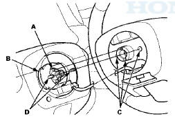 8. Install the steering wheel bolt (A), and tighten it to the