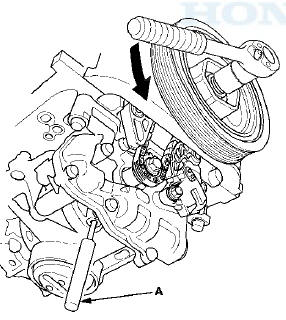 4. Turn the crankshaft counterclockwise to compress the