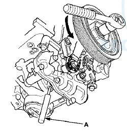 7. Turn the crankshaft counterclockwise to compress the